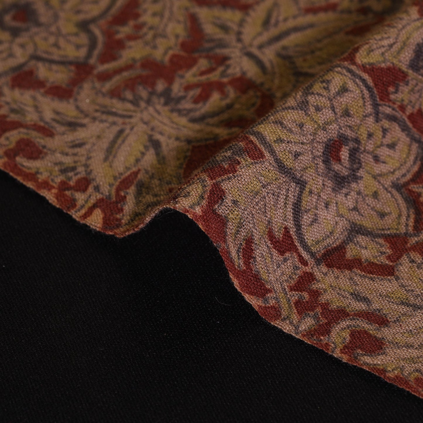 Red - pedana handwoven wool natural dyed kalamkari fabric