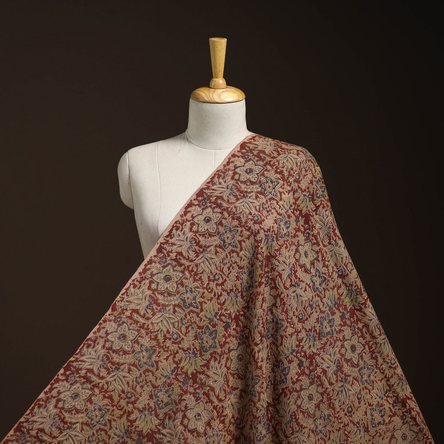 Red - pedana handwoven wool natural dyed kalamkari fabric