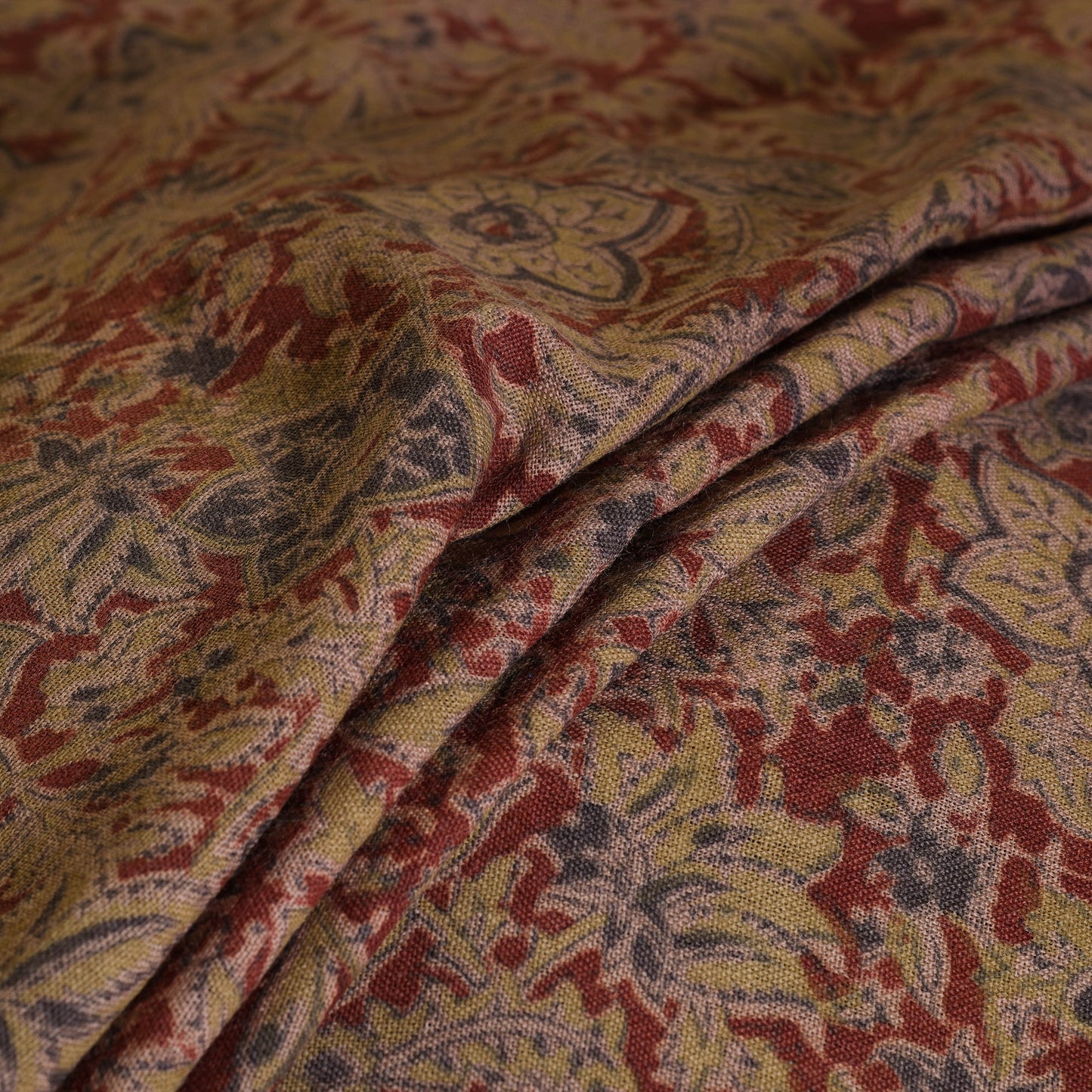 Red - pedana handwoven wool natural dyed kalamkari fabric