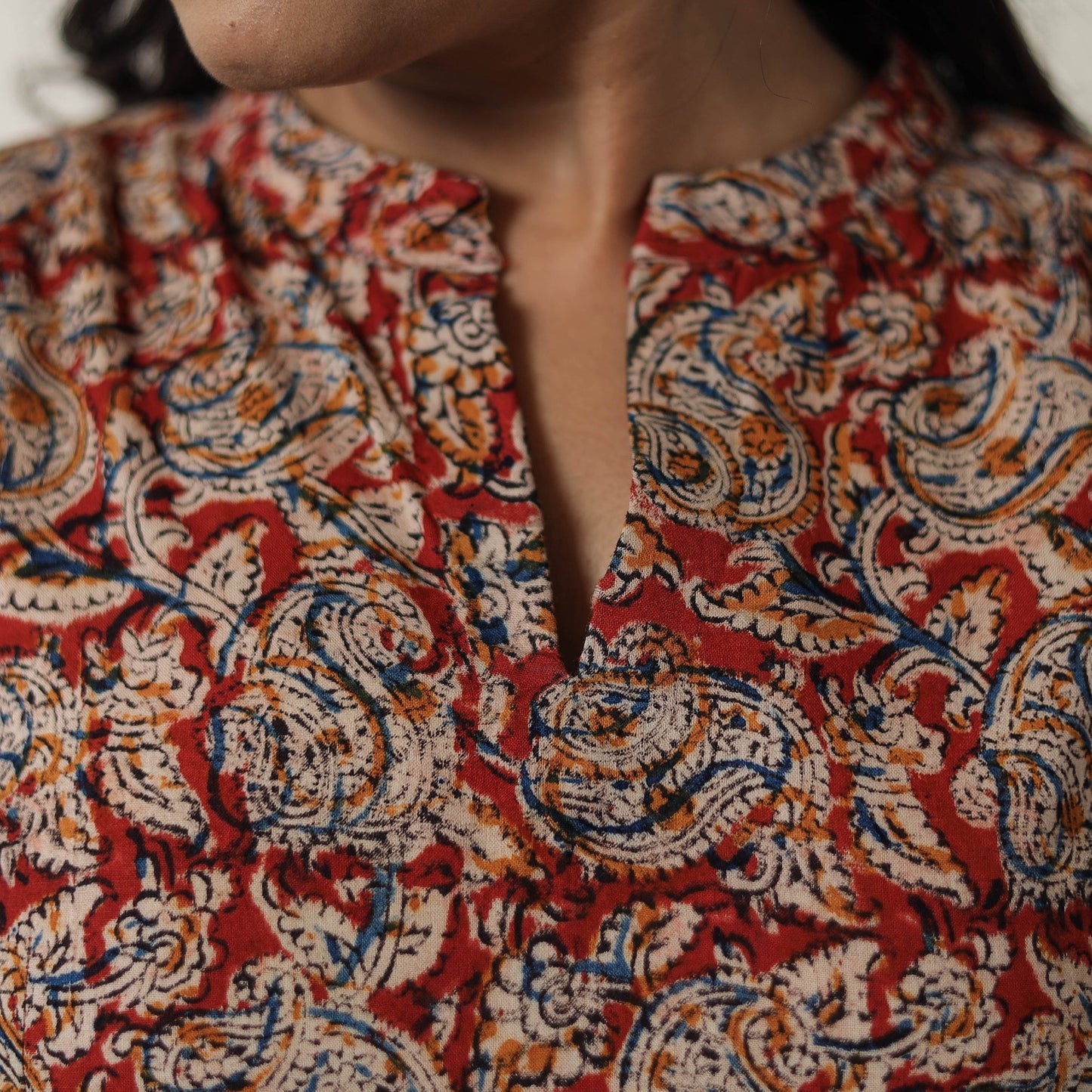 Buy Pedana Kalamkari Block Printed Cotton Flared Dress 02 Online at iTokri.com