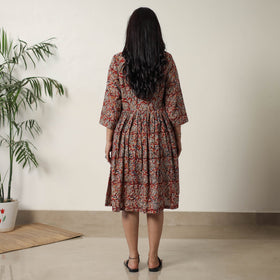 Buy Pedana Kalamkari Block Printed Cotton Flared Dress 02 Online at iTokri.com