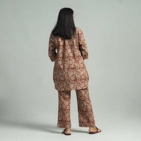 Red - Pedana Kalamkari Block Printed Cotton Co-Ord Set