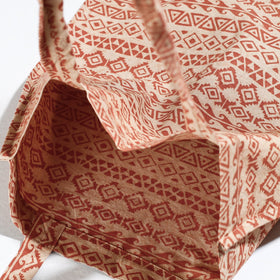 Red Pedana Kalamkari Block Printed Cotton Shopping Bag