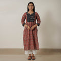 Buy Pedana Kalamkari Block Printed Cotton Straight Kurta with Patchwork 02 Online at iTokri.com