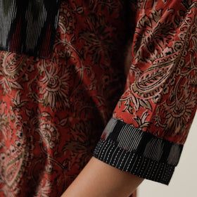 Buy Pedana Kalamkari Block Printed Cotton Straight Kurta with Patchwork 02 Online at iTokri.com