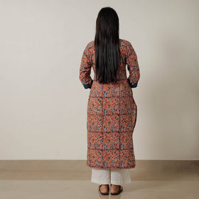 Buy Pedana Kalamkari Block Printed Cotton Straight Kurta with Patchwork 05 Online at iTokri.com