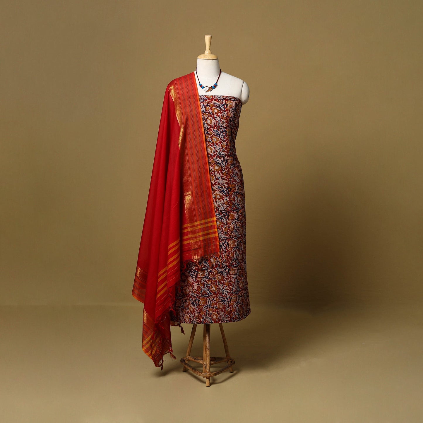 Pedana kalamkari cotton 2pc unstitched dress material