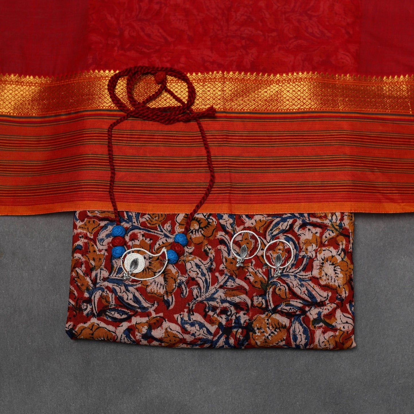 Pedana kalamkari cotton 2pc unstitched dress material