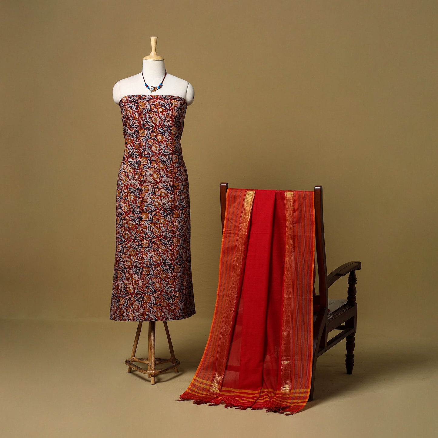 Pedana kalamkari cotton 2pc unstitched dress material