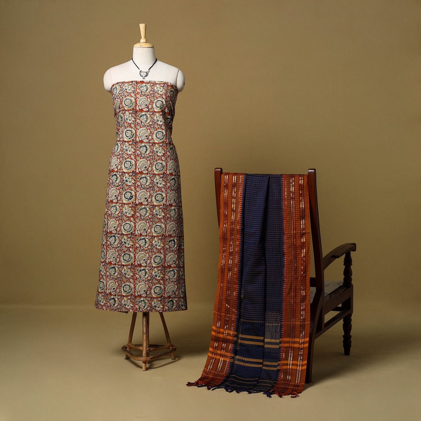 Pedana kalamkari cotton 2pc unstitched dress material