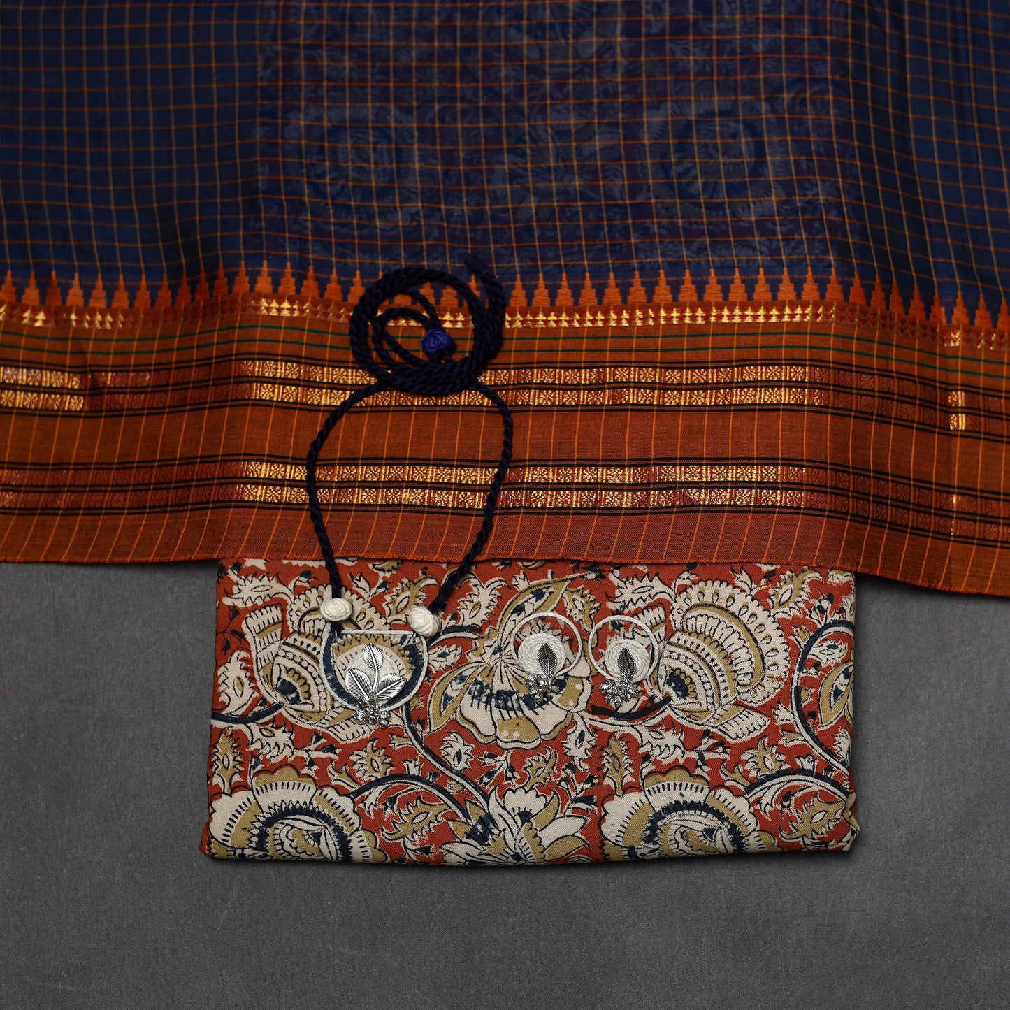 Pedana kalamkari cotton 2pc unstitched dress material