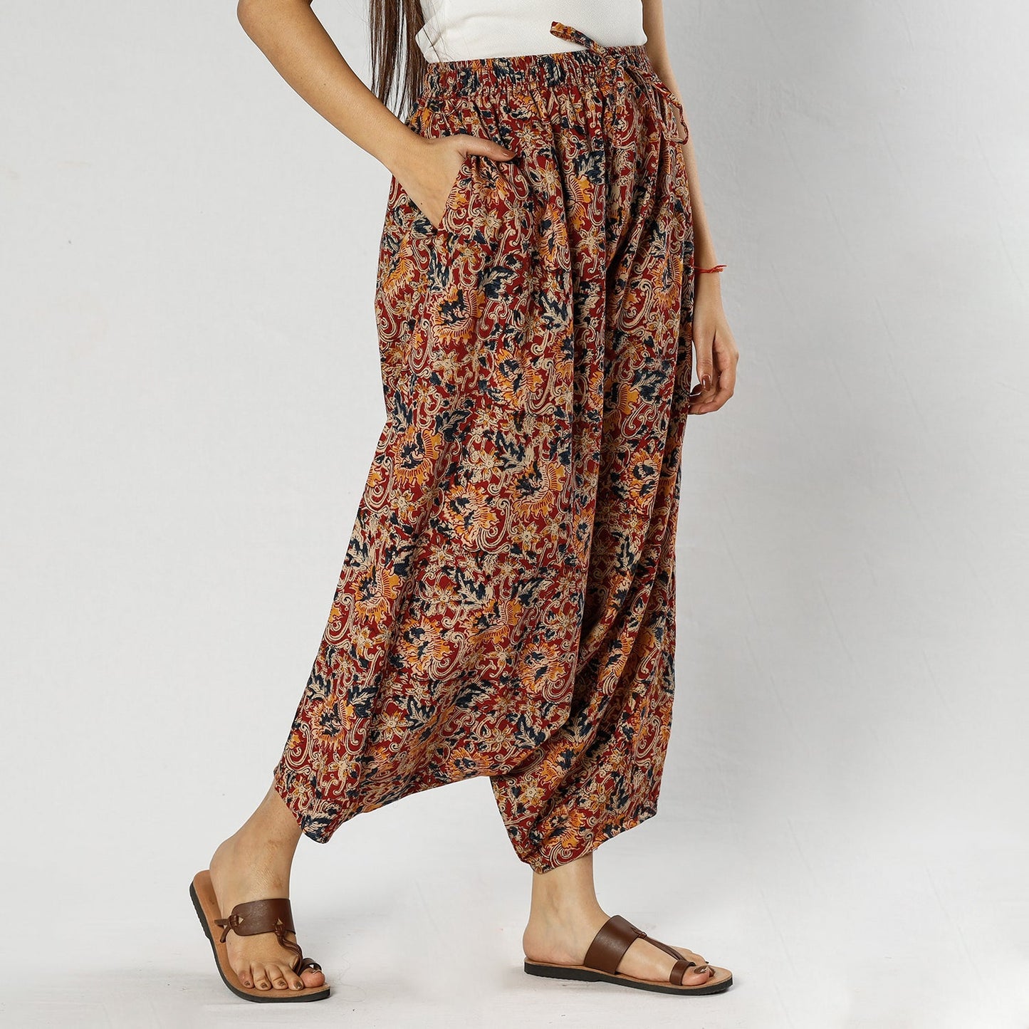 Buy Pedana Kalamkari Block Print Cotton Harem Pant Online at iTokri.com