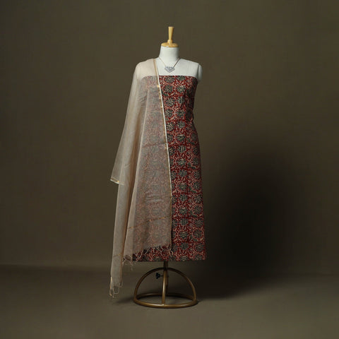 Pedana kalamkari hand block print natural dyed cotton 2pc