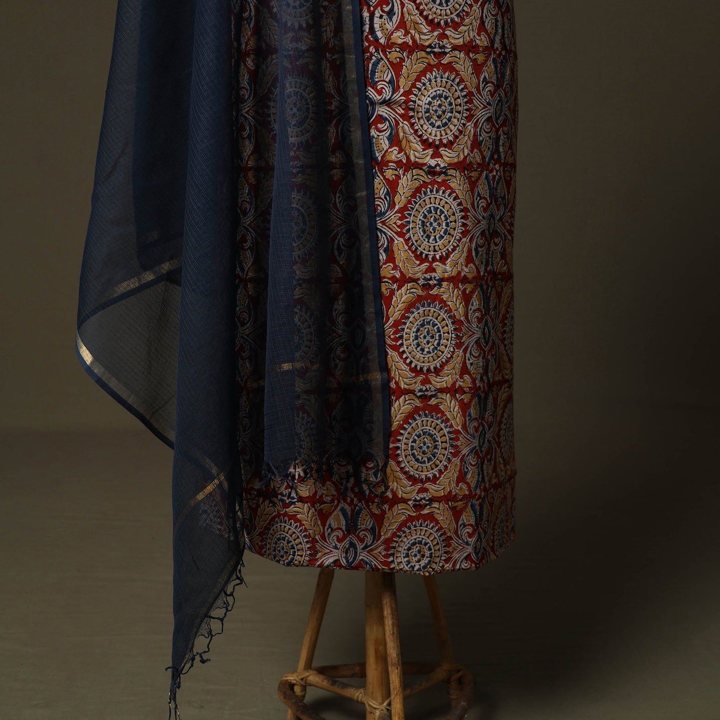 Pedana kalamkari hand block print natural dyed cotton 2pc