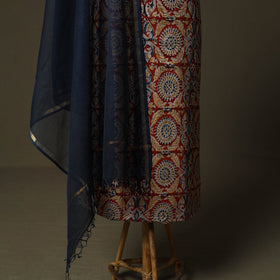 Pedana kalamkari hand block print natural dyed cotton 2pc