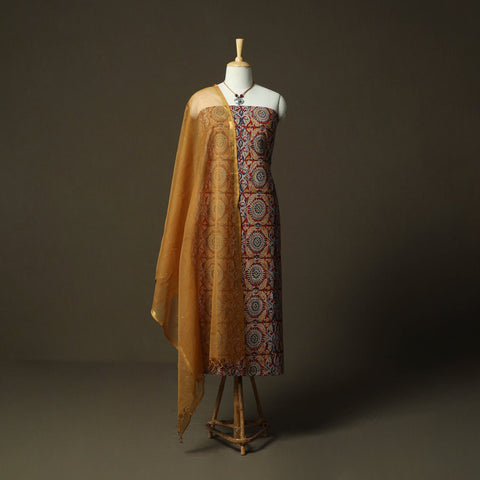 Pedana kalamkari hand block print natural dyed cotton 2pc