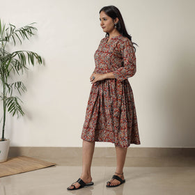 Buy Pedana Kalamkari Block Printed Cotton Flared Dress 02 Online at iTokri.com