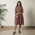 Buy Pedana Kalamkari Block Printed Cotton Flared Dress 02 Online at iTokri.com