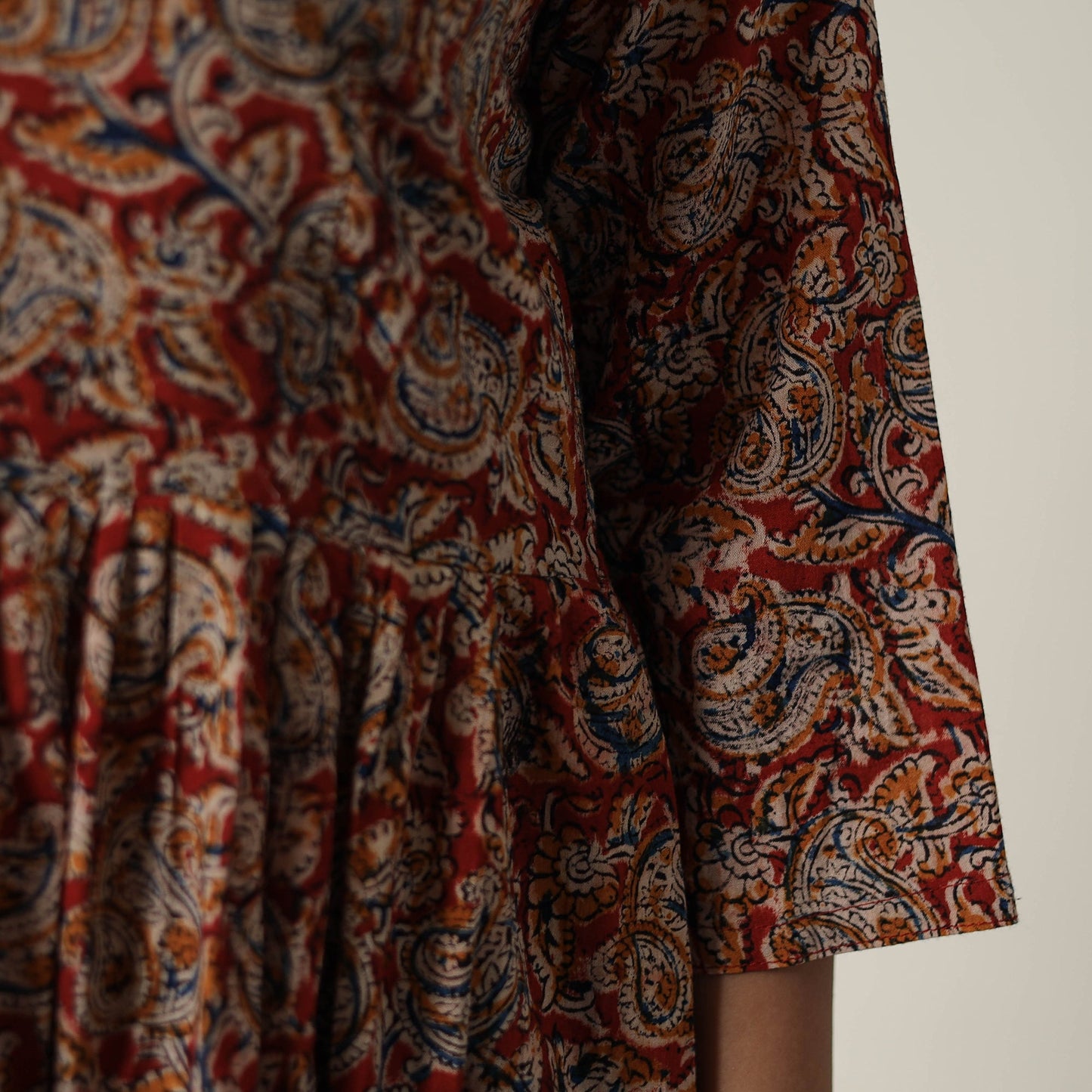 Buy Pedana Kalamkari Block Printed Cotton Flared Dress 02 Online at iTokri.com