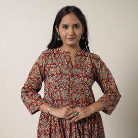 Buy Pedana Kalamkari Block Printed Cotton Flared Dress 02 Online at iTokri.com