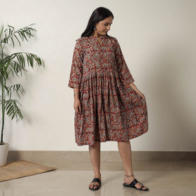Buy Pedana Kalamkari Block Printed Cotton Flared Dress 02 Online at iTokri.com