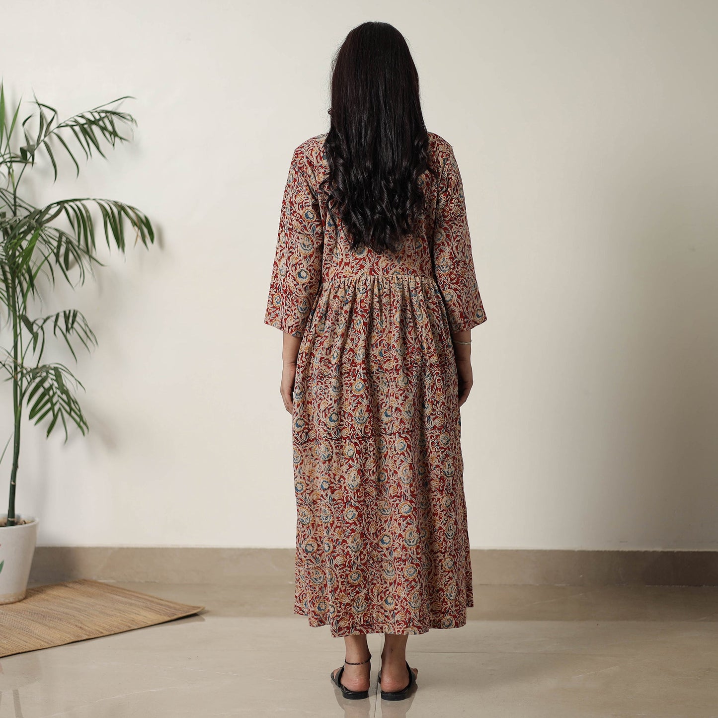  Pedana Kalamkari Block Printed Cotton Flared Dress 06 