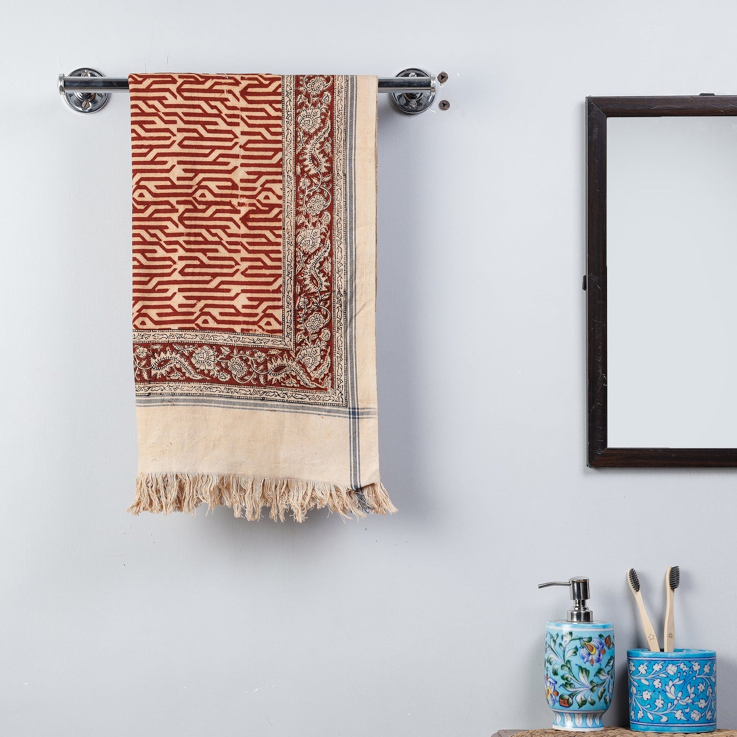 Buy Pedana Kalamkari Block Printed Handloom Cotton Towel Online at iTokri.com