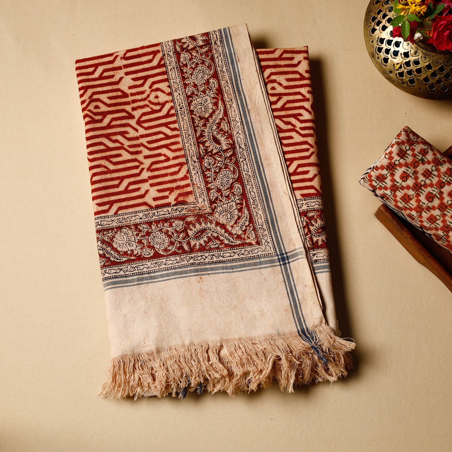 Buy Pedana Kalamkari Block Printed Handloom Cotton Towel Online at iTokri.com