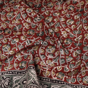 Red Pedana Kalamkari Block Printed Natural Dyed Cotton Scarf