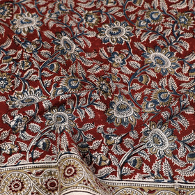 Red Pedana Kalamkari Block Printed Natural Dyed Cotton Scarf
