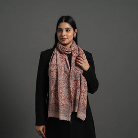 Red Block Print Pedana Kalamkari Wool Stole