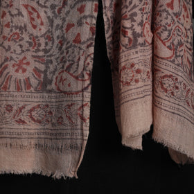 Red Block Print Pedana Kalamkari Wool Stole