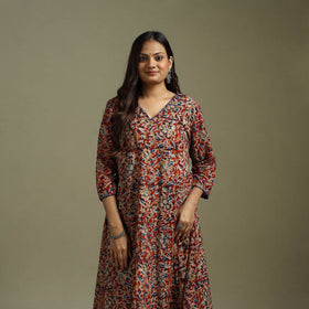 Red - pedana natural dyed cotton hand embroidery a-line