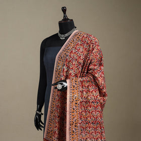 Red - pedana natural dyed cotton kalamkari dupatta 02