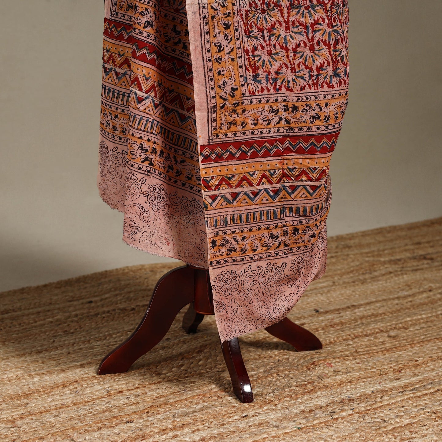 Red - pedana natural dyed cotton kalamkari dupatta 02