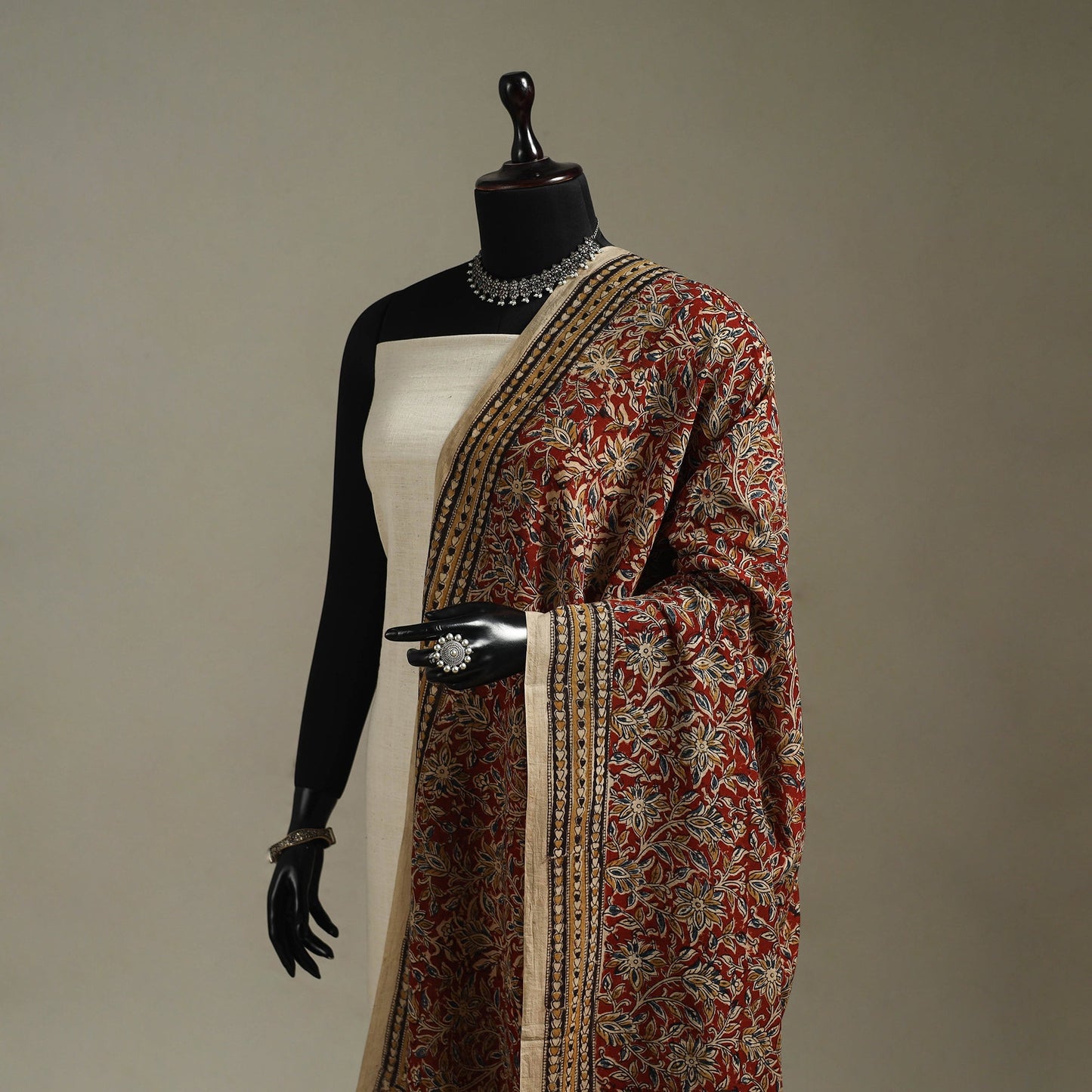 Pedana natural dyed cotton kalamkari dupatta 03