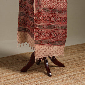 Red - pedana natural dyed cotton kalamkari dupatta 04