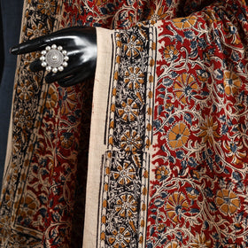 Red - pedana natural dyed cotton kalamkari dupatta 05