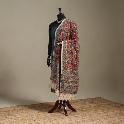 Red - pedana natural dyed cotton kalamkari dupatta 05