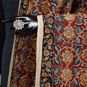 Red - pedana natural dyed cotton kalamkari dupatta 06