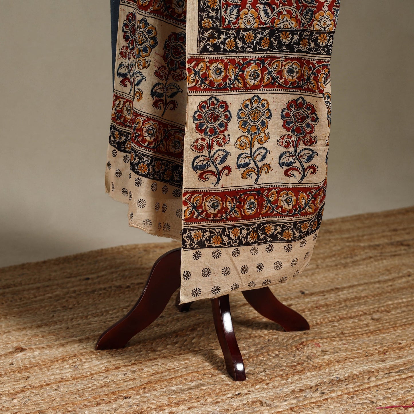 Red - pedana natural dyed cotton kalamkari dupatta 06