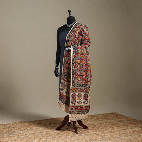 Red - pedana natural dyed cotton kalamkari dupatta 06