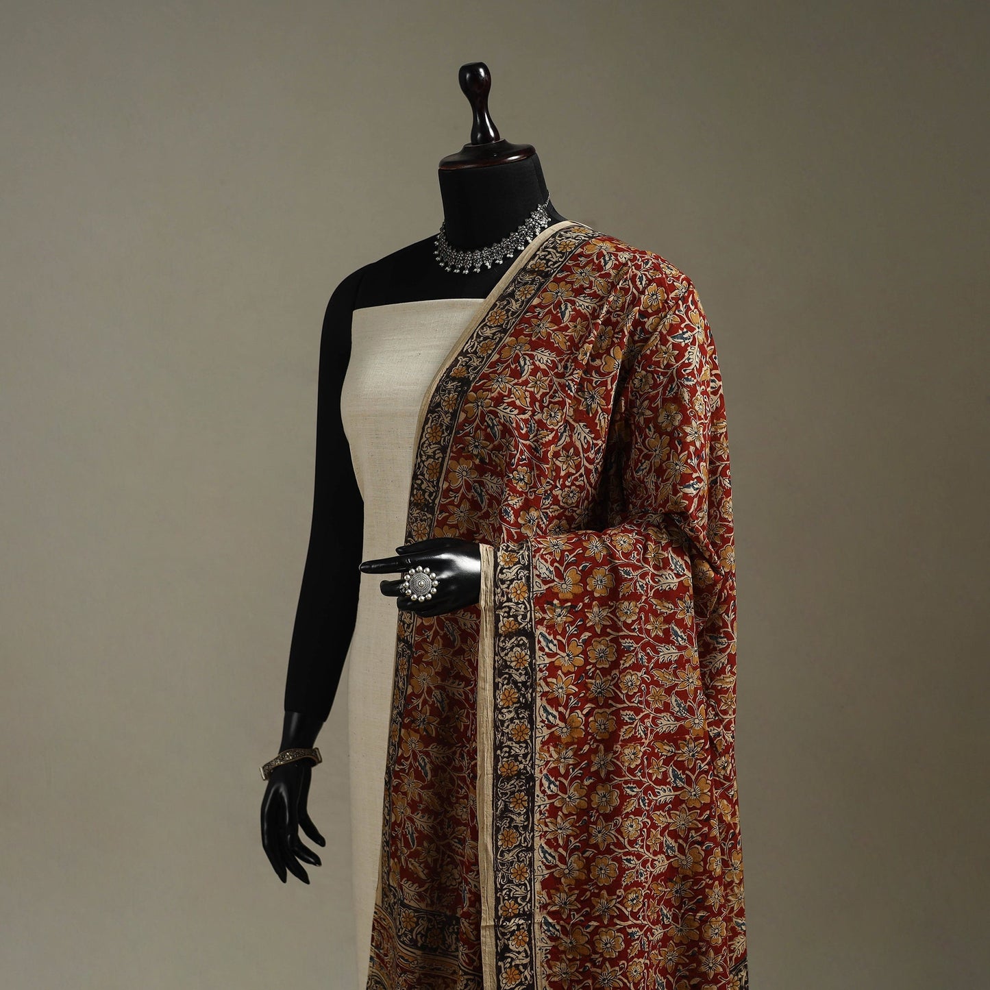 Pedana natural dyed cotton kalamkari dupatta 08