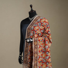Red - pedana natural dyed cotton kalamkari dupatta 17