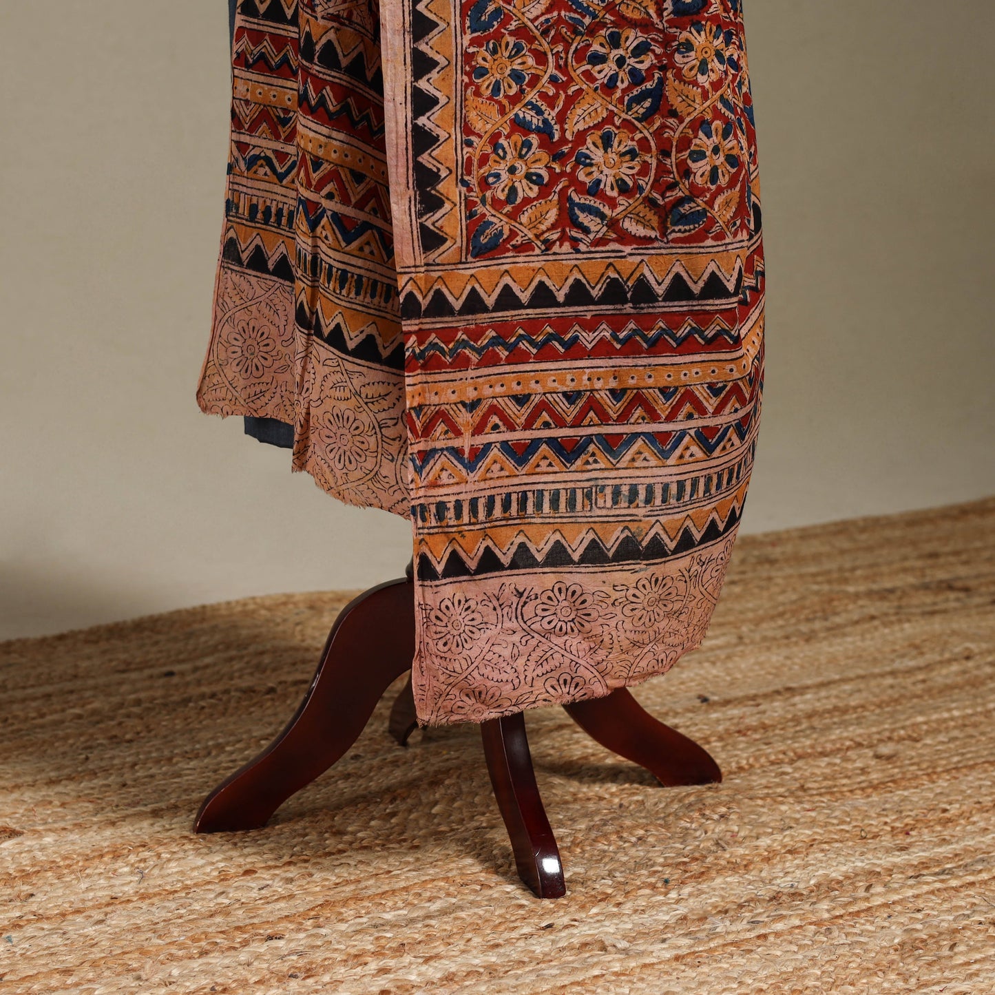 Red - pedana natural dyed cotton kalamkari dupatta 22