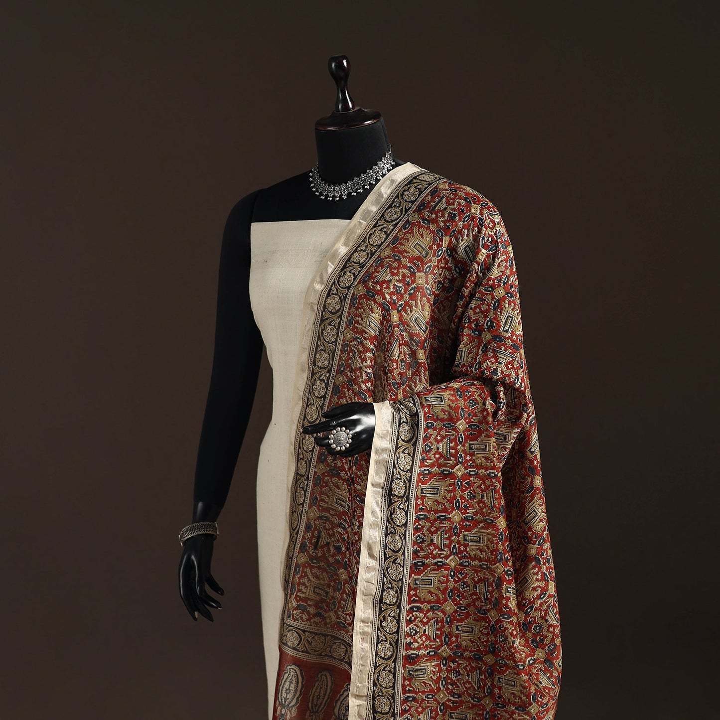 Orange - pedana natural dyed hand kalamkari dupatta