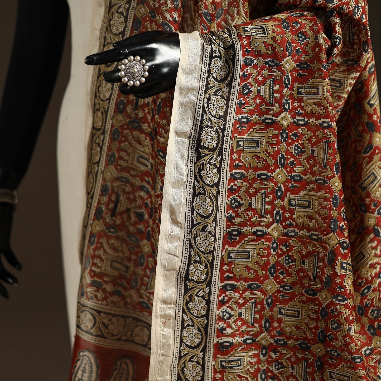 Orange - pedana natural dyed hand kalamkari dupatta