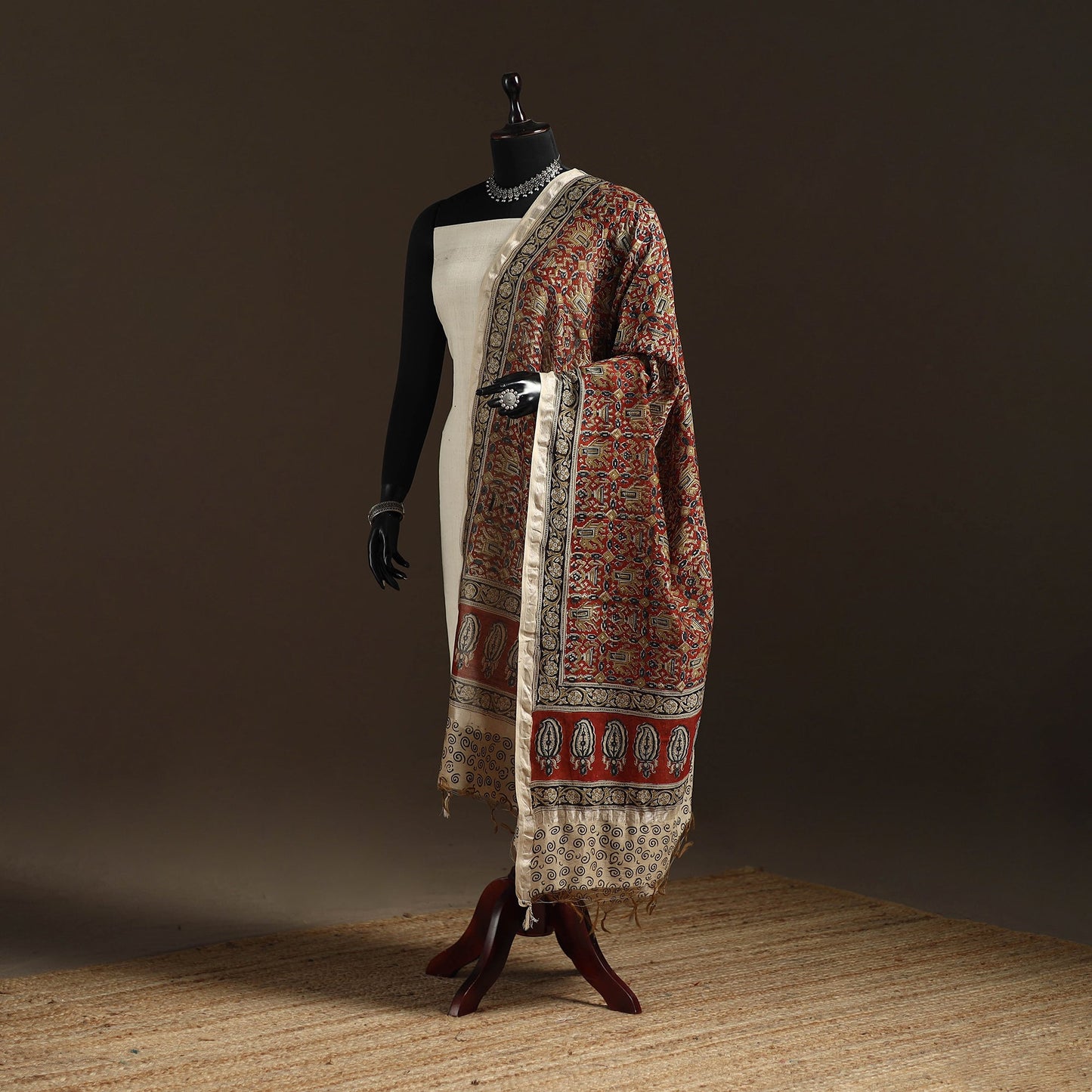 Orange - pedana natural dyed hand kalamkari dupatta
