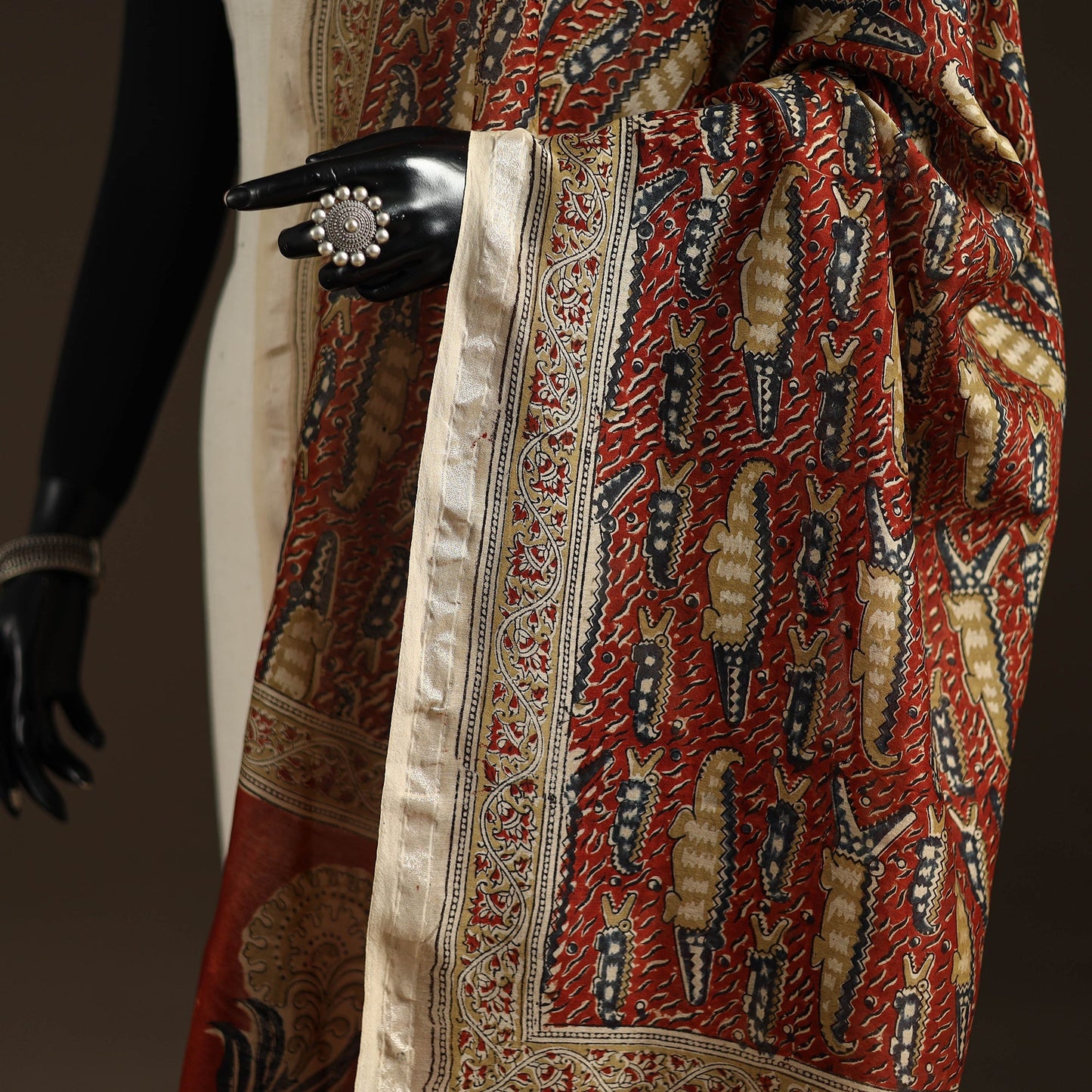 Orange - pedana natural dyed hand kalamkari dupatta