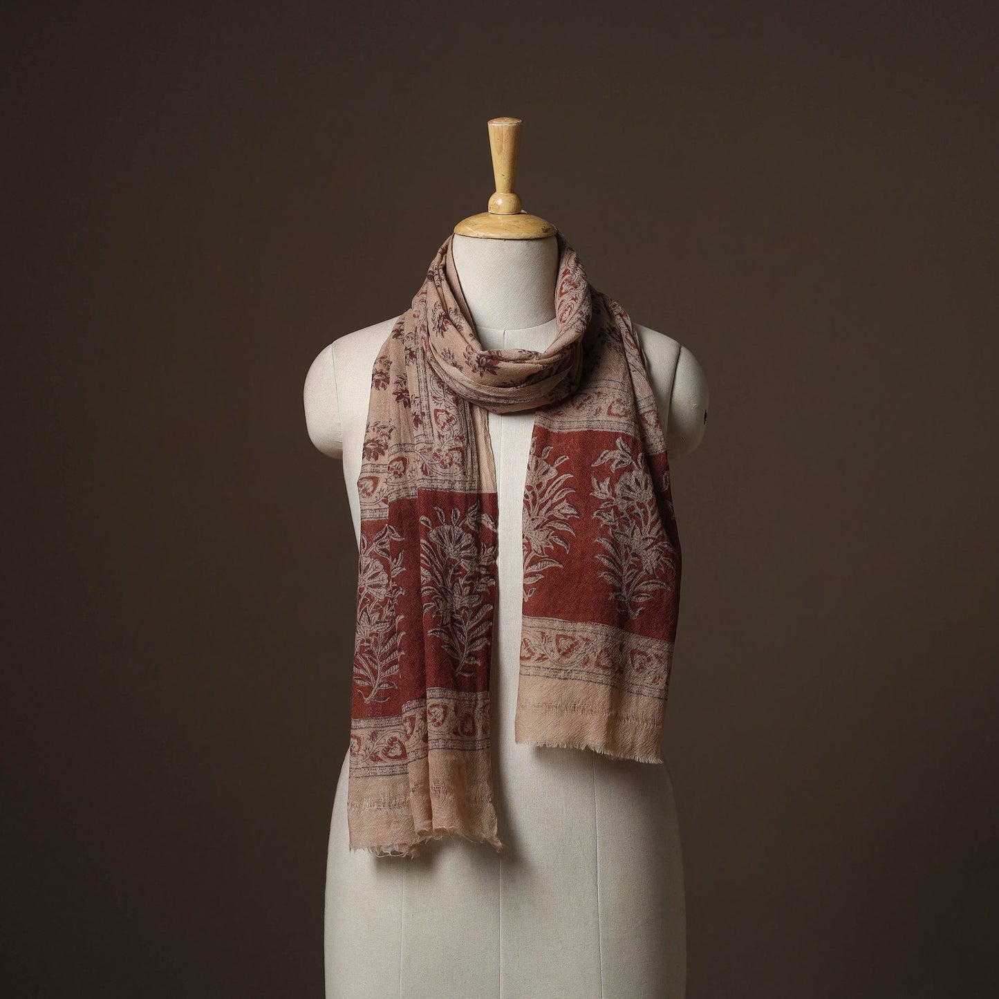 Pedana natural dyed hand wool kalamkari stole 03